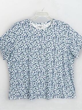 Old Navy Womens Short Sleeve T Shirt Plus Size 2X Blue Green Floral Top Tee NWT